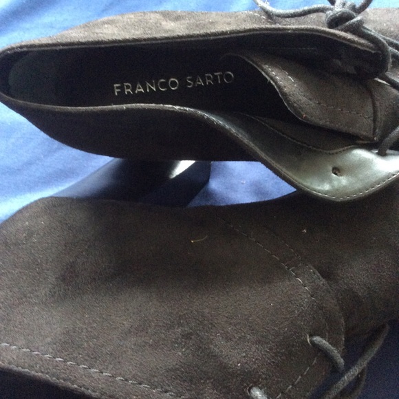 Franco Sarto Black Sueded Leather Ankle Boots - Picture 1 of 3